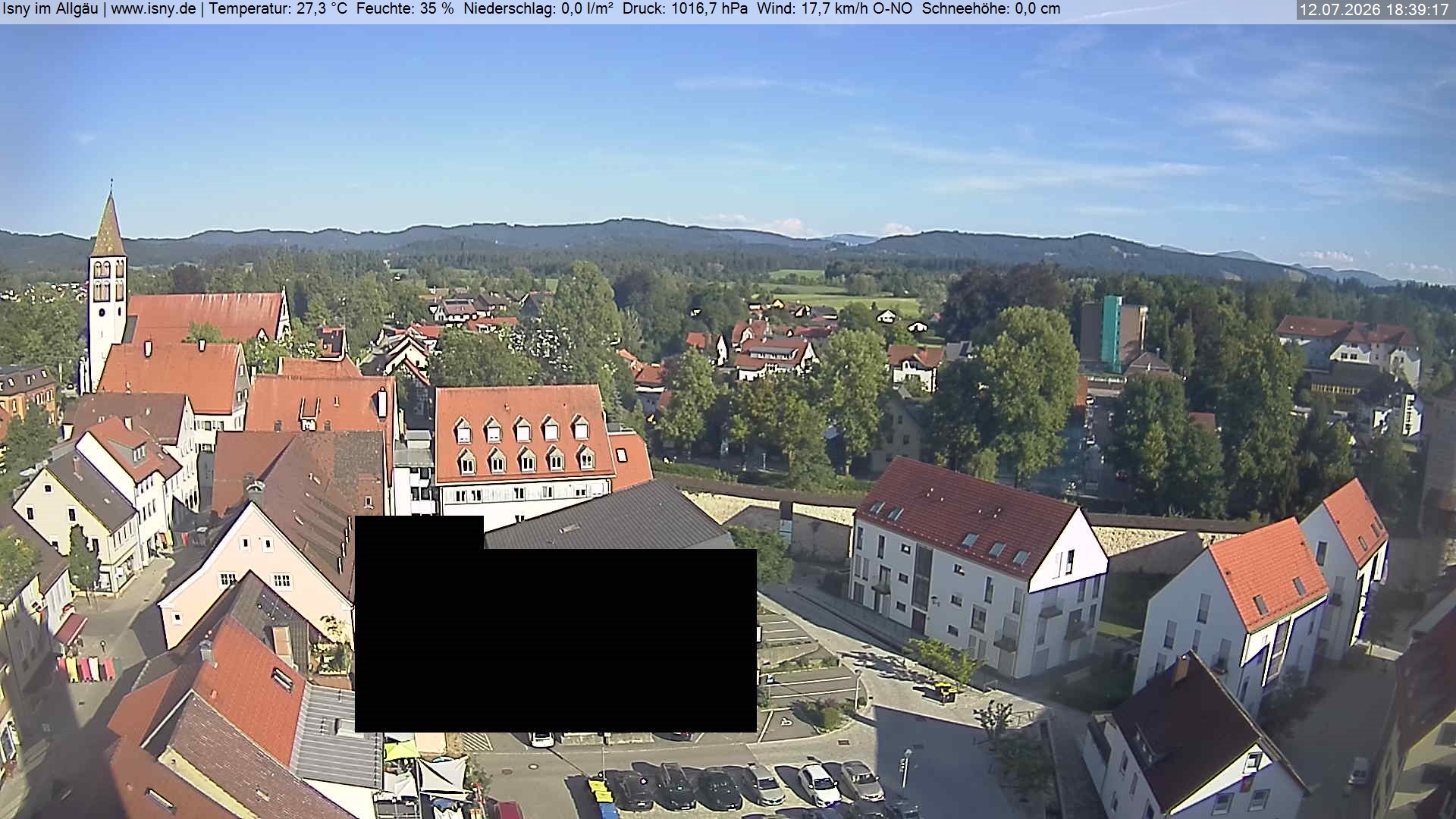 Archived image Webcam Isny - Allgäu - View to St. Mary Church