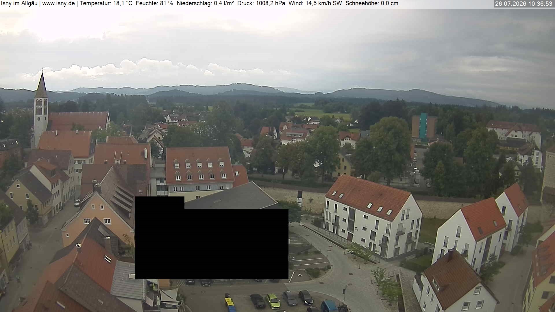 Archiv Foto Webcam Isny im Allgäu - Blick auf die Kirche St. Maria