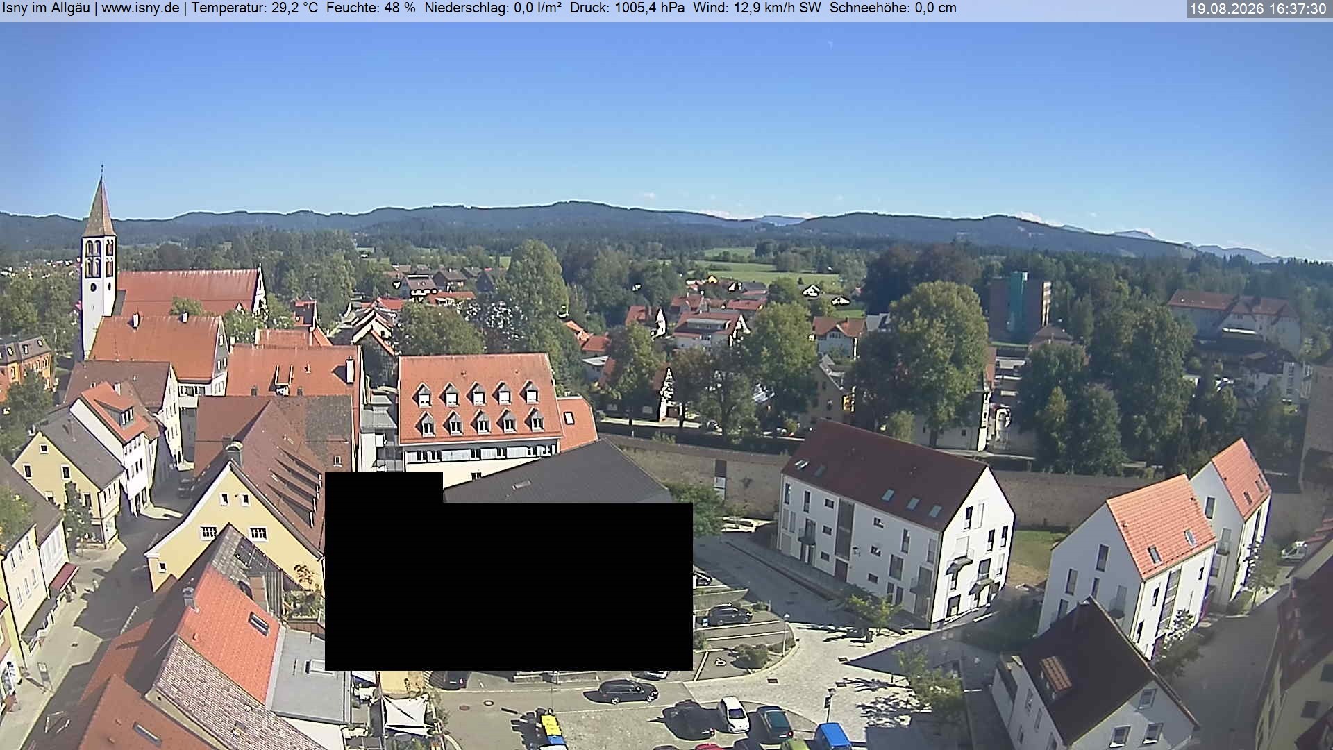 Archiv Foto Webcam Isny im Allgäu - Blick auf die Kirche St. Maria