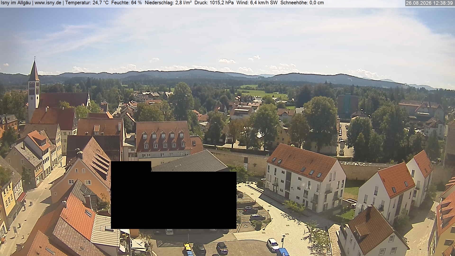 Archived image Webcam Isny - Allgäu - View to St. Mary Church