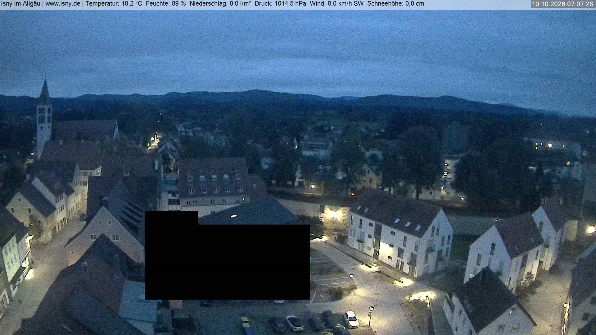 Archived image Webcam Isny - Allgäu - View to St. Mary Church