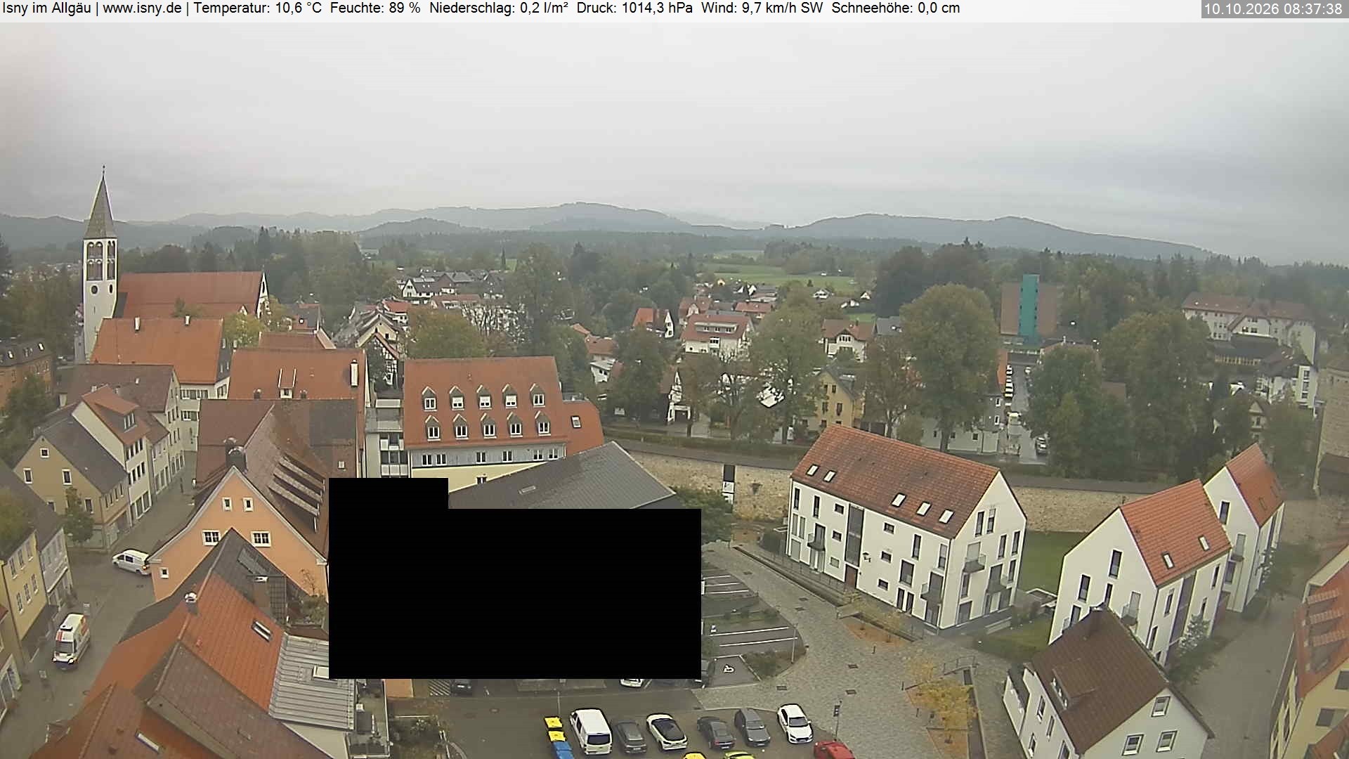 Archived image Webcam Isny - Allgäu - View to St. Mary Church