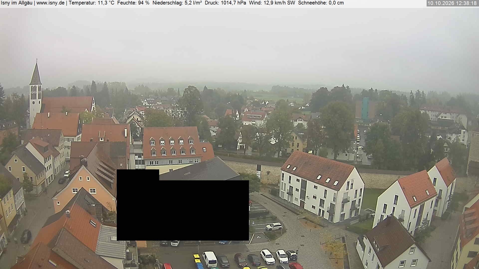 Archived image Webcam Isny - Allgäu - View to St. Mary Church