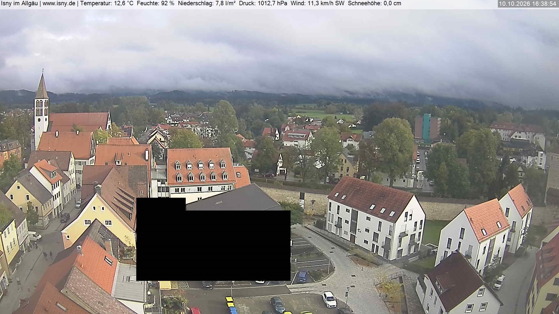 Archived image Webcam Isny - Allgäu - View to St. Mary Church