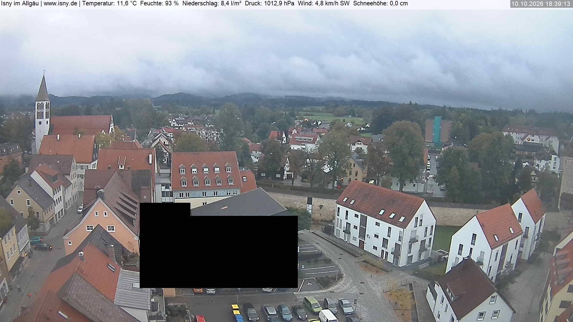 Archived image Webcam Isny - Allgäu - View to St. Mary Church