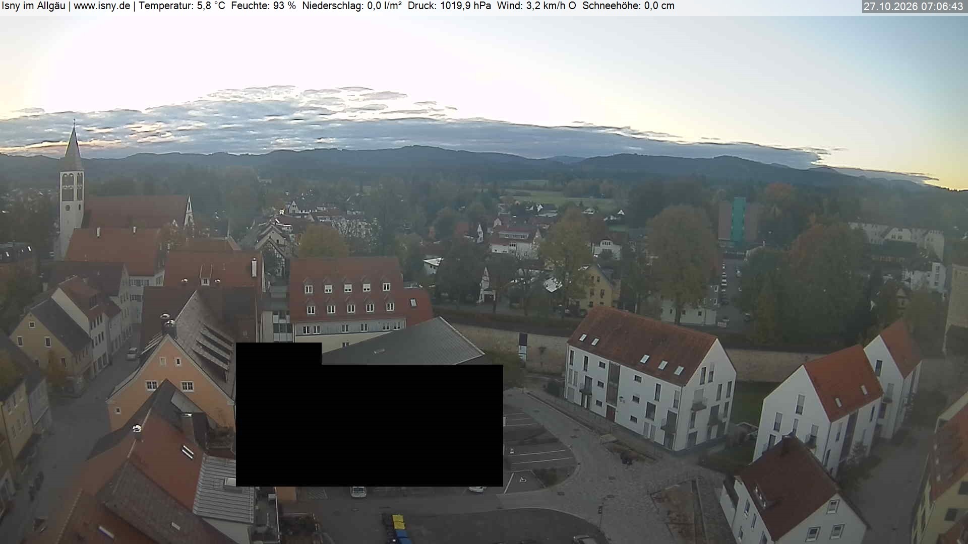 Archived image Webcam Isny - Allgäu - View to St. Mary Church