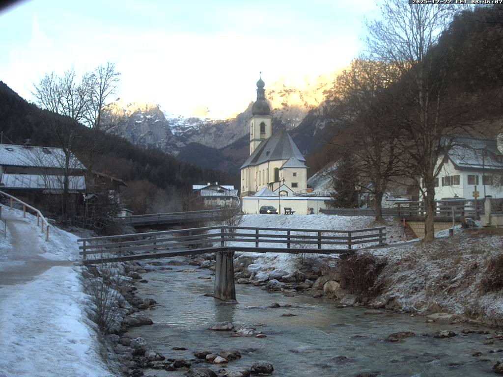 Archiv Foto Webcam Malerwinkel in Ramsau bei Berchtesgaden - Ortskirche St. Sebastian