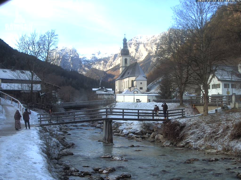 Archiv Foto Webcam Malerwinkel in Ramsau bei Berchtesgaden - Ortskirche St. Sebastian
