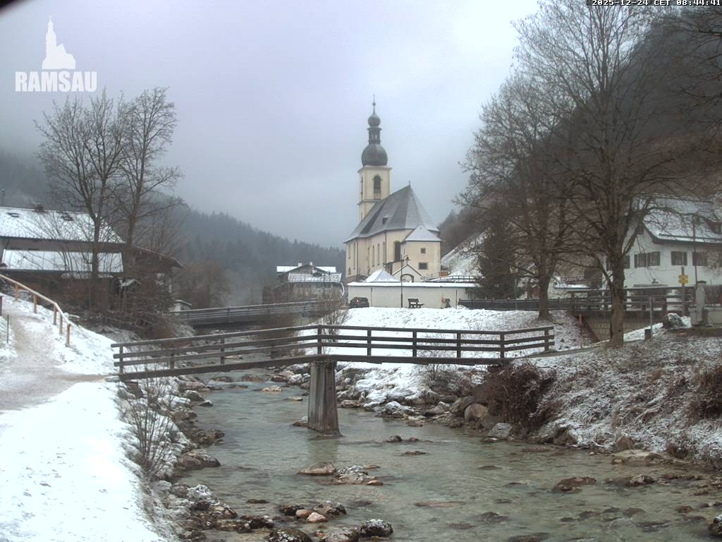 Archiv Foto Webcam Malerwinkel in Ramsau bei Berchtesgaden - Ortskirche St. Sebastian