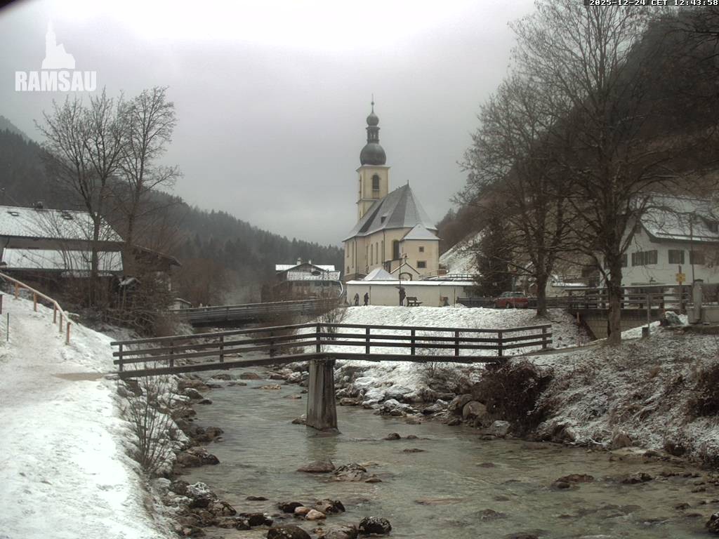 Archiv Foto Webcam Malerwinkel in Ramsau bei Berchtesgaden - Ortskirche St. Sebastian