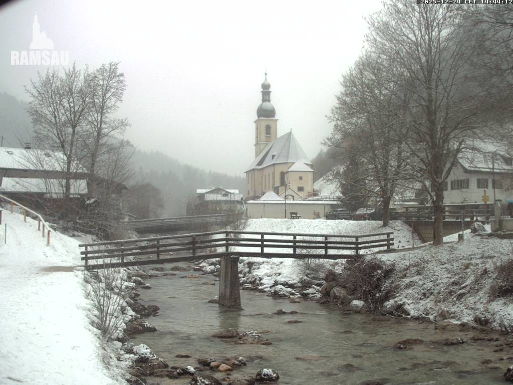 Archiv Foto Webcam Malerwinkel in Ramsau bei Berchtesgaden - Ortskirche St. Sebastian