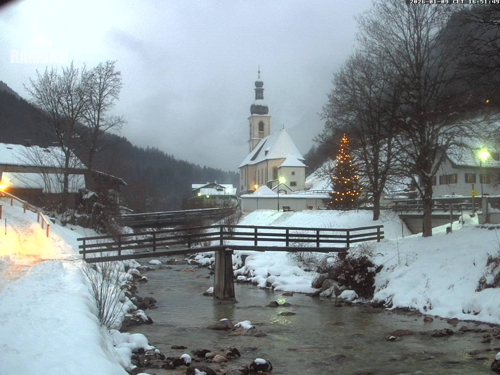 Archiv Foto Webcam Malerwinkel in Ramsau bei Berchtesgaden - Ortskirche St. Sebastian