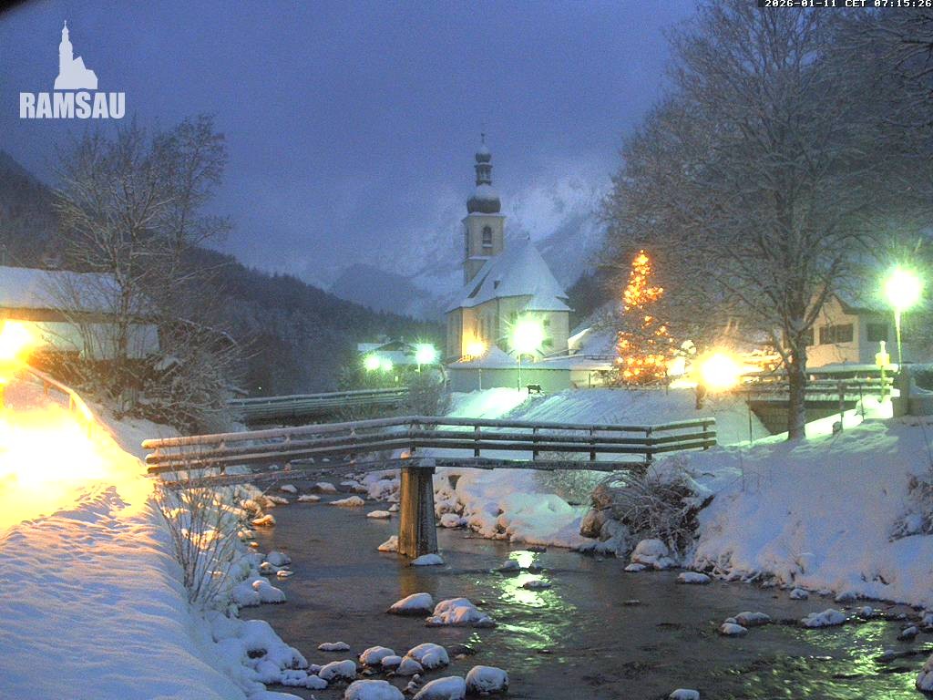 Archiv Foto Webcam Malerwinkel in Ramsau bei Berchtesgaden - Ortskirche St. Sebastian