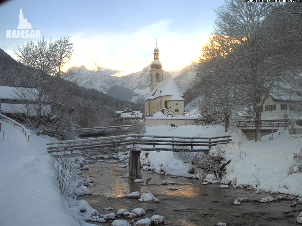 Archiv Foto Webcam Malerwinkel in Ramsau bei Berchtesgaden - Ortskirche St. Sebastian