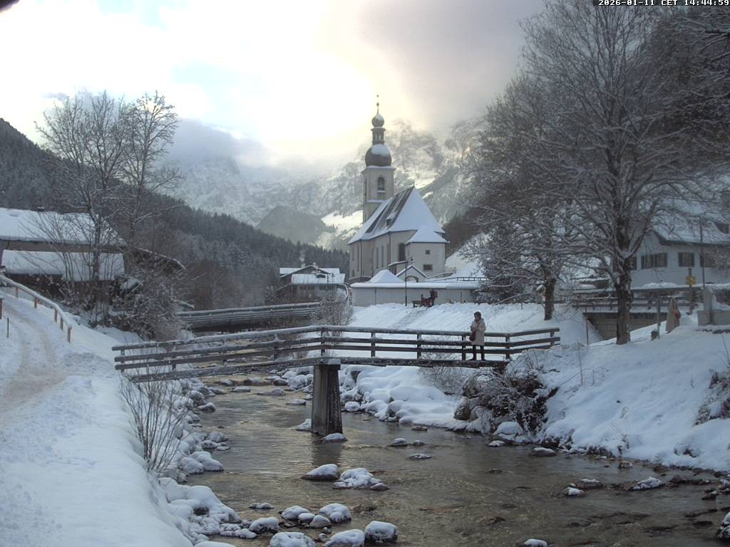 Archiv Foto Webcam Malerwinkel in Ramsau bei Berchtesgaden - Ortskirche St. Sebastian