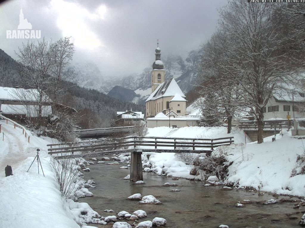 Archiv Foto Webcam Malerwinkel in Ramsau bei Berchtesgaden - Ortskirche St. Sebastian
