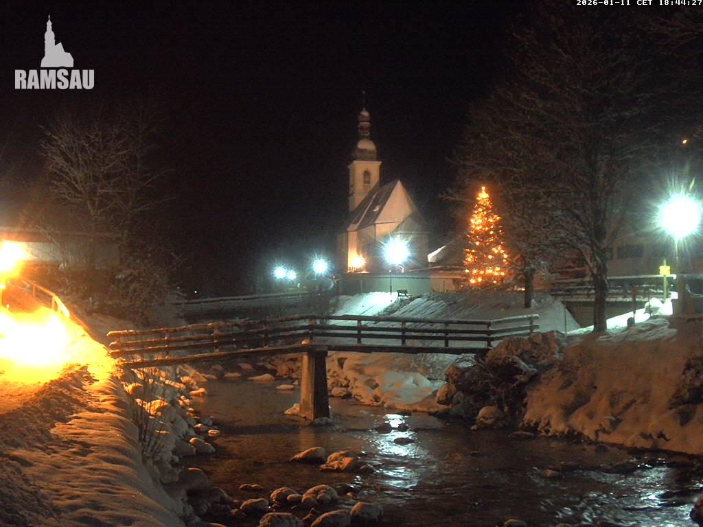 Archiv Foto Webcam Malerwinkel in Ramsau bei Berchtesgaden - Ortskirche St. Sebastian