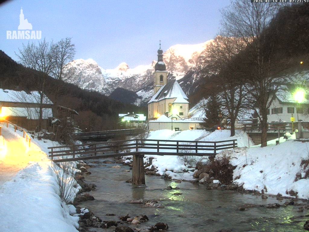 Archiv Foto Webcam Malerwinkel in Ramsau bei Berchtesgaden - Ortskirche St. Sebastian