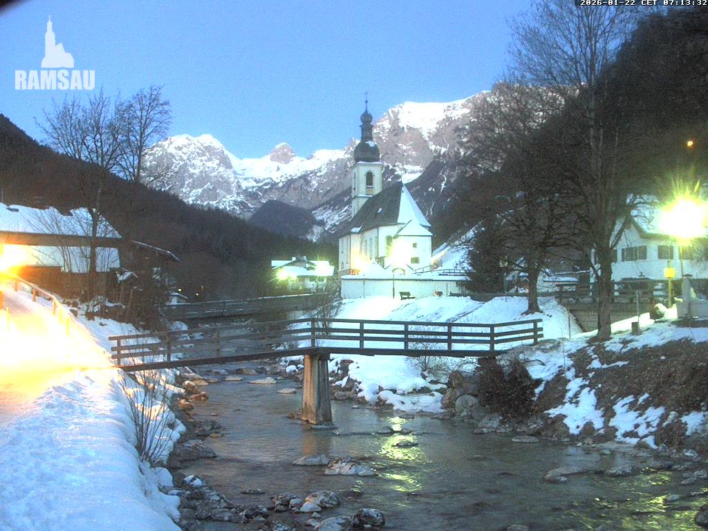 Archiv Foto Webcam Malerwinkel in Ramsau bei Berchtesgaden - Ortskirche St. Sebastian