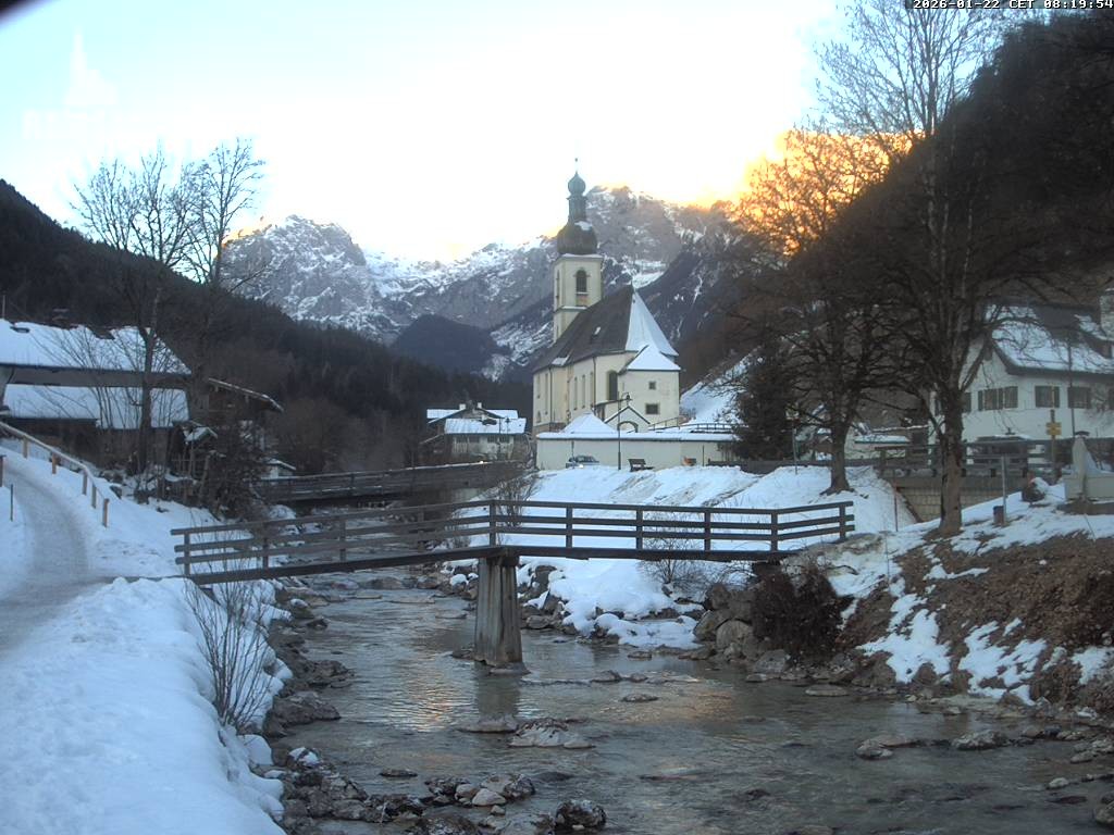 Archiv Foto Webcam Malerwinkel in Ramsau bei Berchtesgaden - Ortskirche St. Sebastian