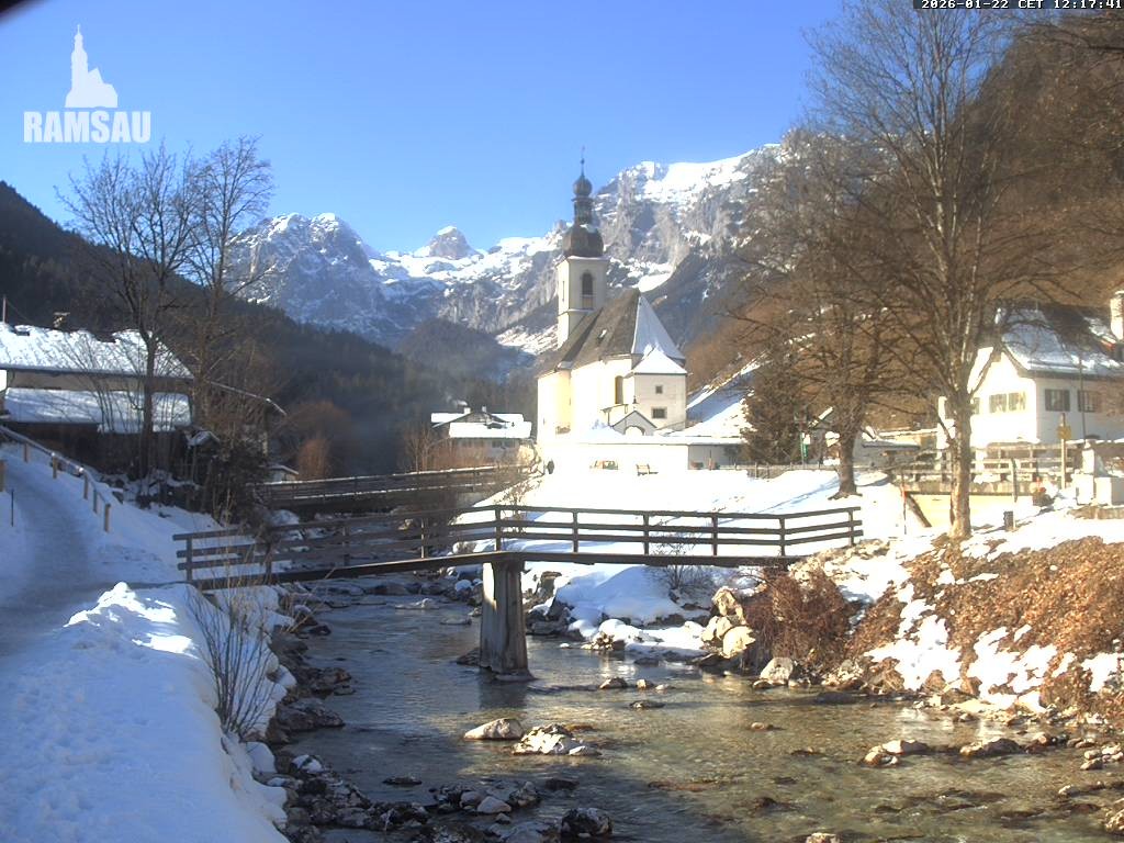 Archiv Foto Webcam Malerwinkel in Ramsau bei Berchtesgaden - Ortskirche St. Sebastian