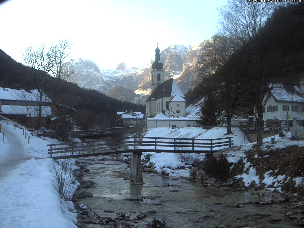 Archiv Foto Webcam Malerwinkel in Ramsau bei Berchtesgaden - Ortskirche St. Sebastian