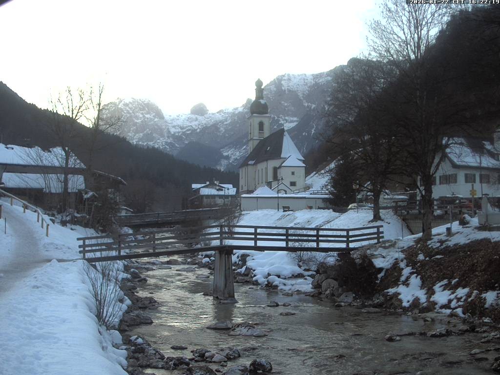 Archiv Foto Webcam Malerwinkel in Ramsau bei Berchtesgaden - Ortskirche St. Sebastian