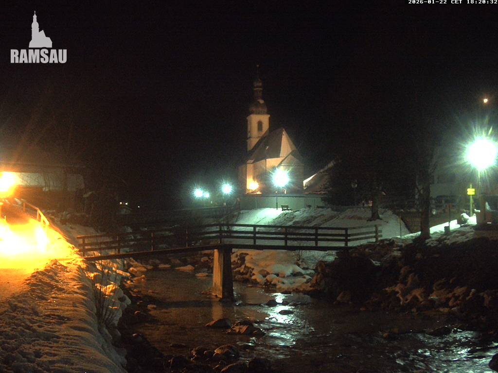 Archiv Foto Webcam Malerwinkel in Ramsau bei Berchtesgaden - Ortskirche St. Sebastian