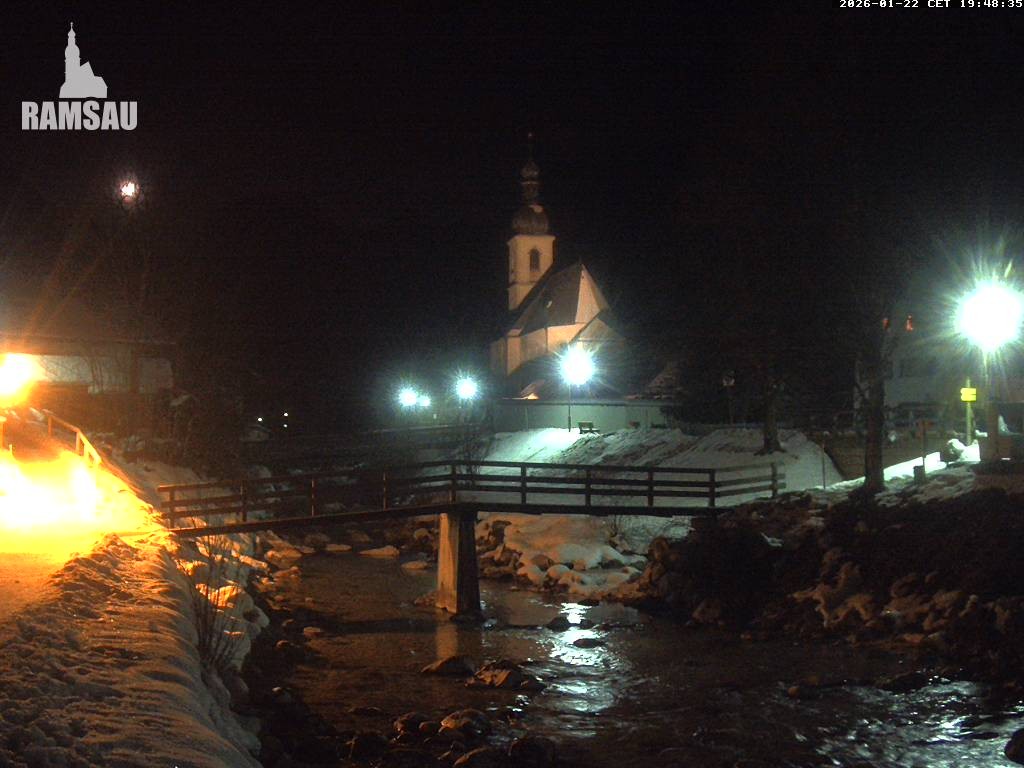Archiv Foto Webcam Malerwinkel in Ramsau bei Berchtesgaden - Ortskirche St. Sebastian