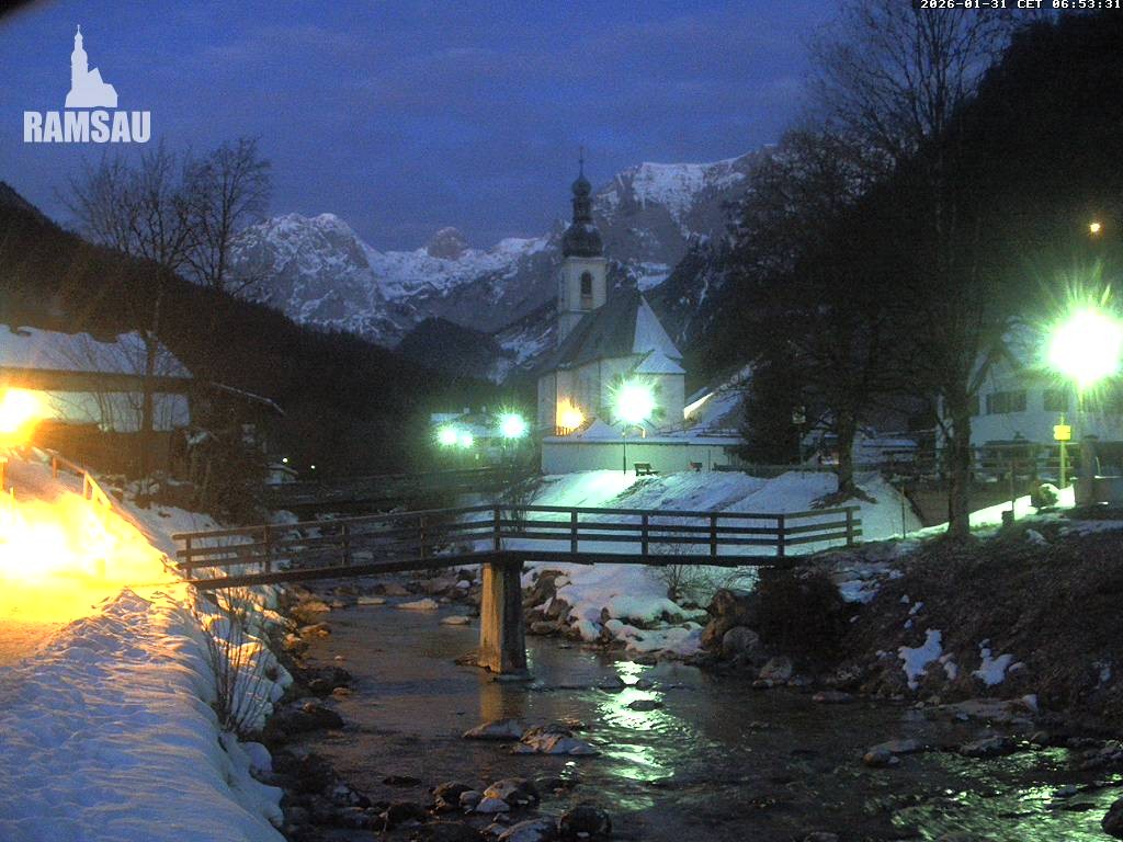 Archiv Foto Webcam Malerwinkel in Ramsau bei Berchtesgaden - Ortskirche St. Sebastian
