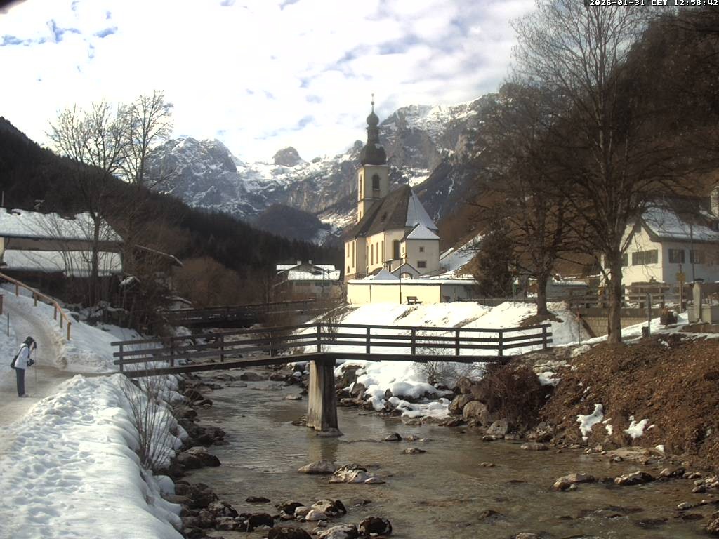 Archiv Foto Webcam Malerwinkel in Ramsau bei Berchtesgaden - Ortskirche St. Sebastian