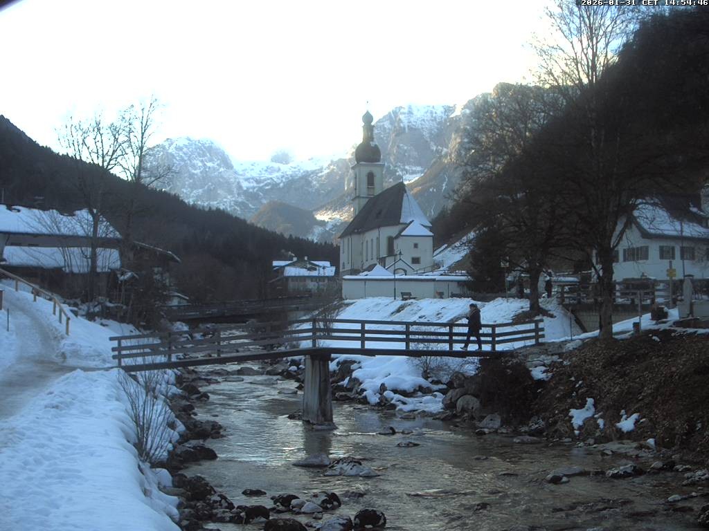 Archiv Foto Webcam Malerwinkel in Ramsau bei Berchtesgaden - Ortskirche St. Sebastian