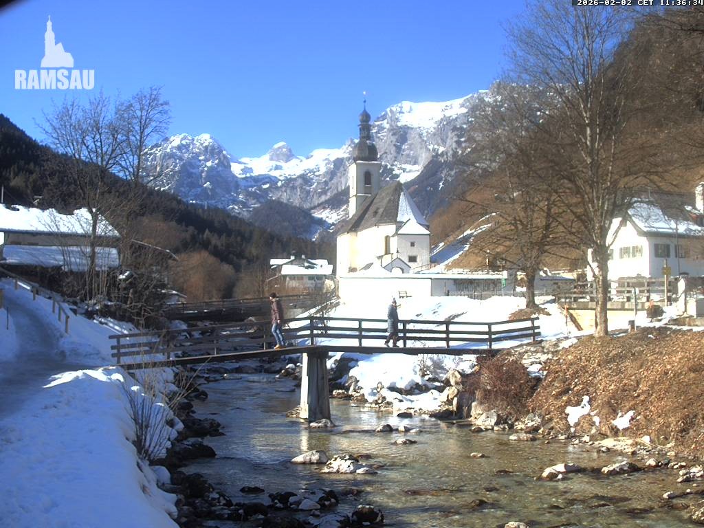 Archiv Foto Webcam Malerwinkel in Ramsau bei Berchtesgaden - Ortskirche St. Sebastian