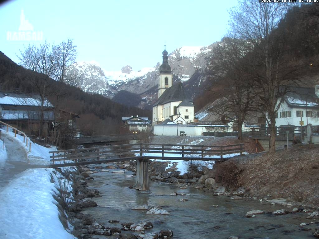 Archiv Foto Webcam Malerwinkel in Ramsau bei Berchtesgaden - Ortskirche St. Sebastian