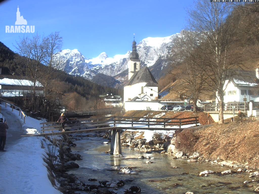 Archiv Foto Webcam Malerwinkel in Ramsau bei Berchtesgaden - Ortskirche St. Sebastian
