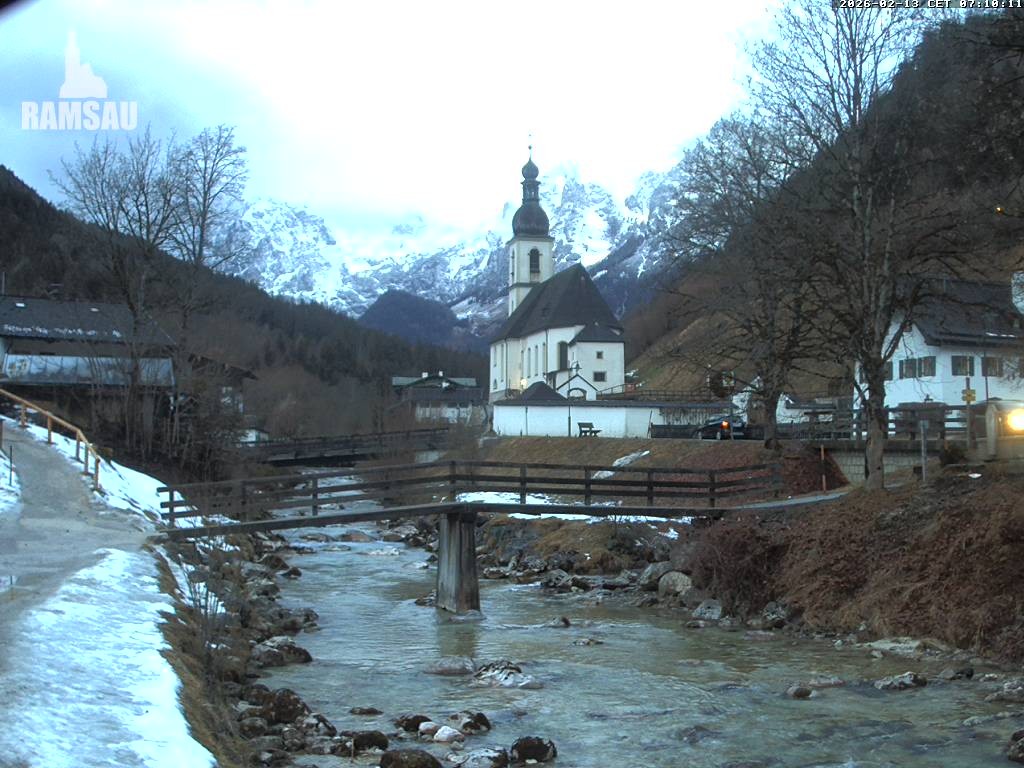 Archiv Foto Webcam Malerwinkel in Ramsau bei Berchtesgaden - Ortskirche St. Sebastian