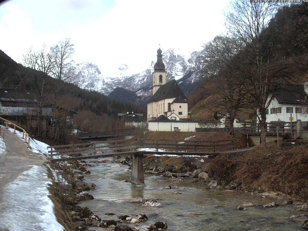 Archiv Foto Webcam Malerwinkel in Ramsau bei Berchtesgaden - Ortskirche St. Sebastian