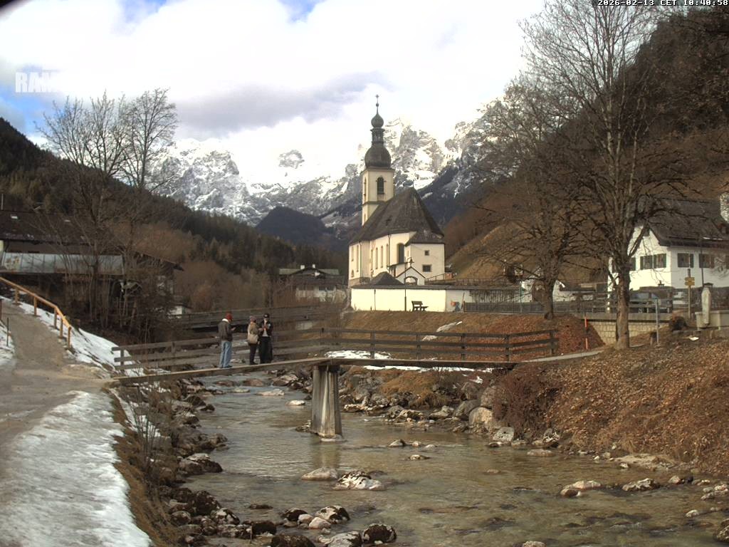 Archiv Foto Webcam Malerwinkel in Ramsau bei Berchtesgaden - Ortskirche St. Sebastian