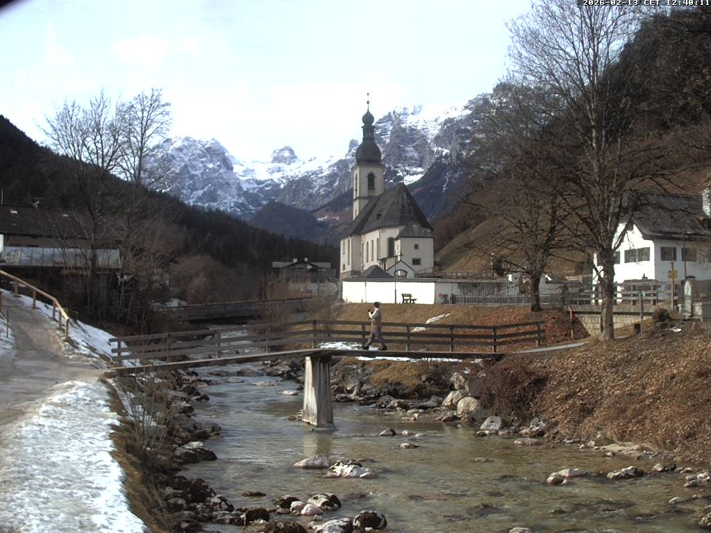 Archiv Foto Webcam Malerwinkel in Ramsau bei Berchtesgaden - Ortskirche St. Sebastian