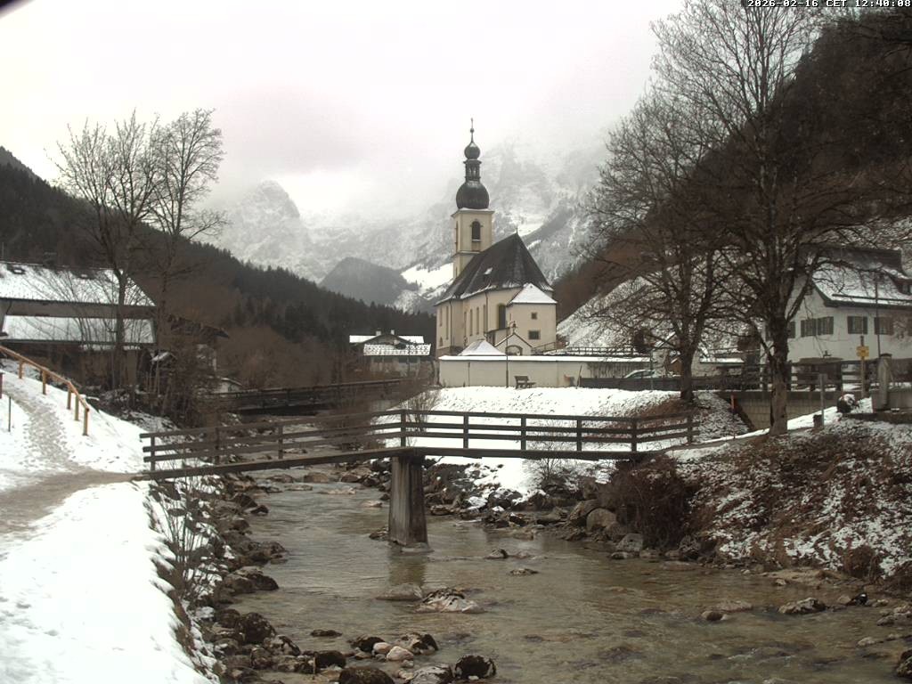 Archiv Foto Webcam Malerwinkel in Ramsau bei Berchtesgaden - Ortskirche St. Sebastian