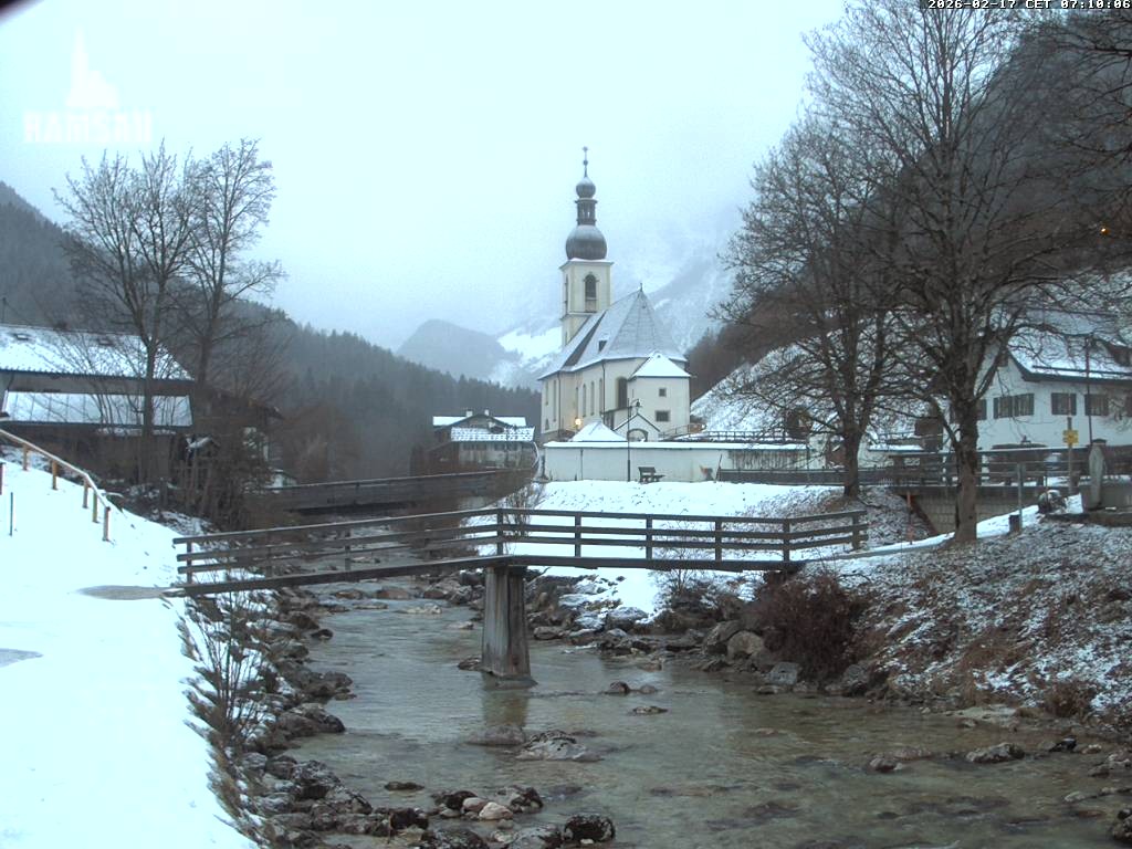 Archiv Foto Webcam Malerwinkel in Ramsau bei Berchtesgaden - Ortskirche St. Sebastian