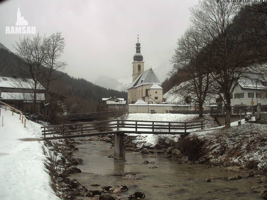 Archiv Foto Webcam Malerwinkel in Ramsau bei Berchtesgaden - Ortskirche St. Sebastian