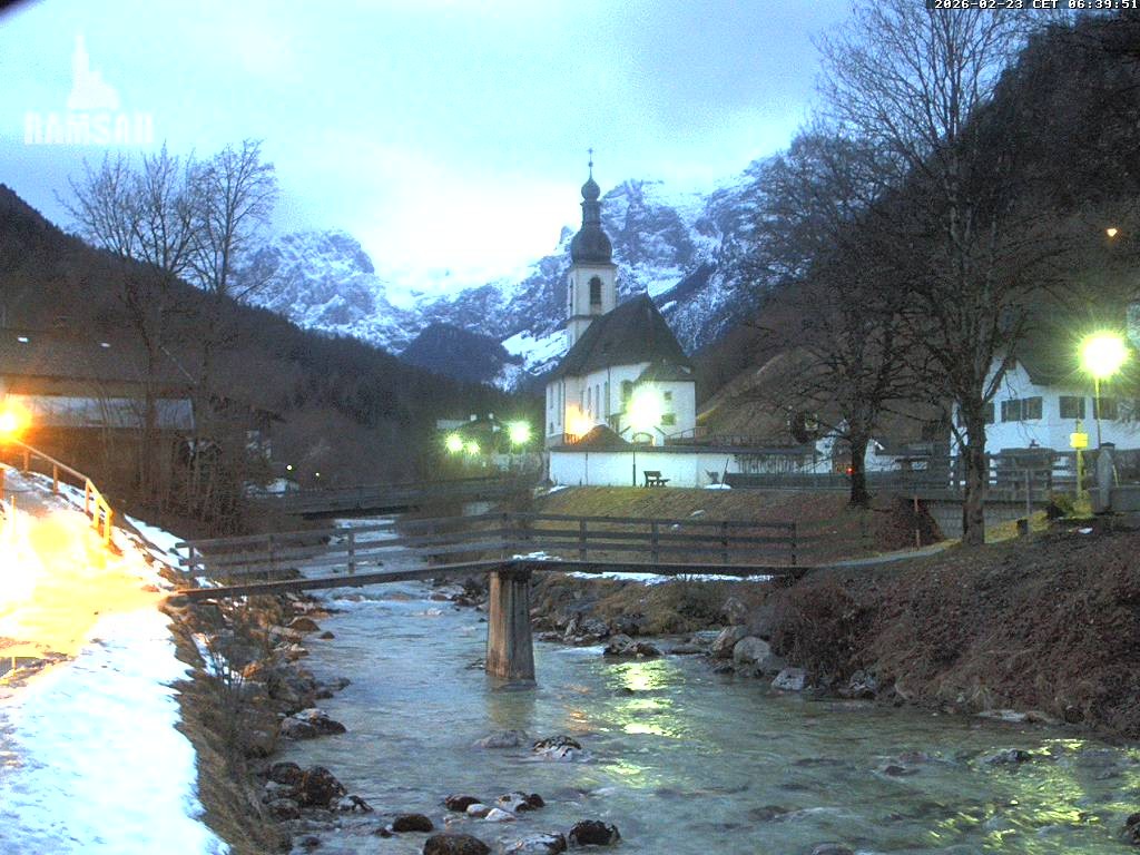 Archiv Foto Webcam Malerwinkel in Ramsau bei Berchtesgaden - Ortskirche St. Sebastian