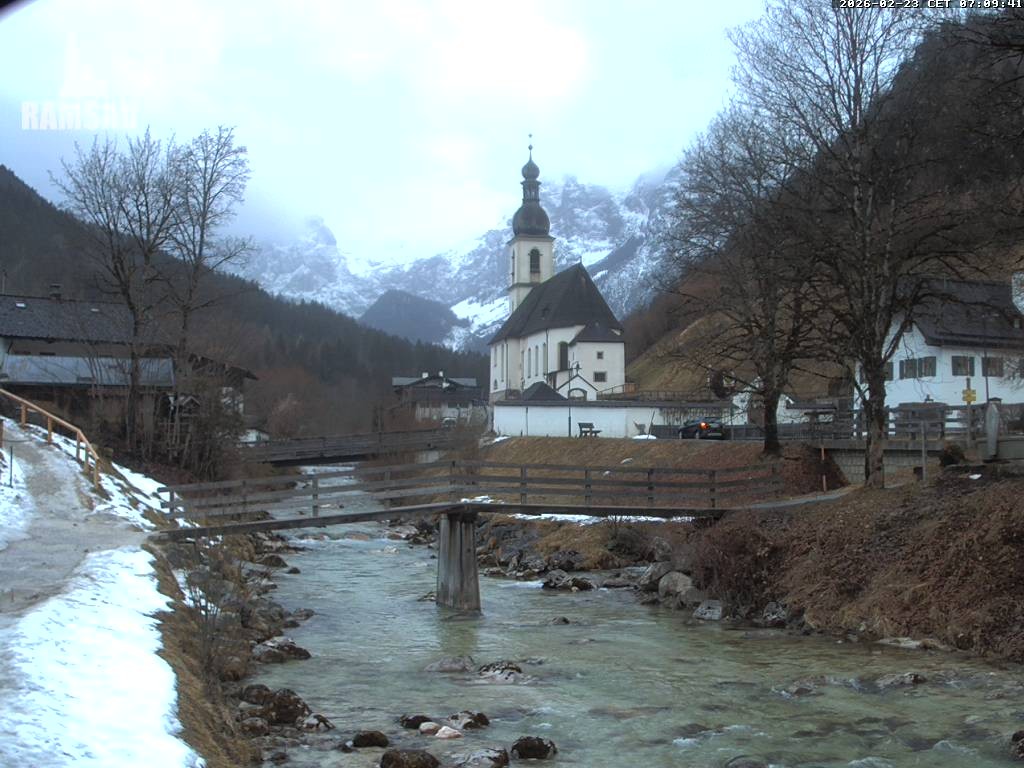 Archiv Foto Webcam Malerwinkel in Ramsau bei Berchtesgaden - Ortskirche St. Sebastian