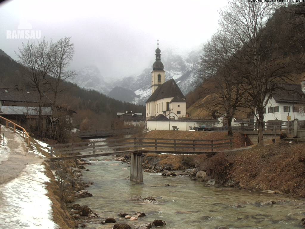 Archiv Foto Webcam Malerwinkel in Ramsau bei Berchtesgaden - Ortskirche St. Sebastian