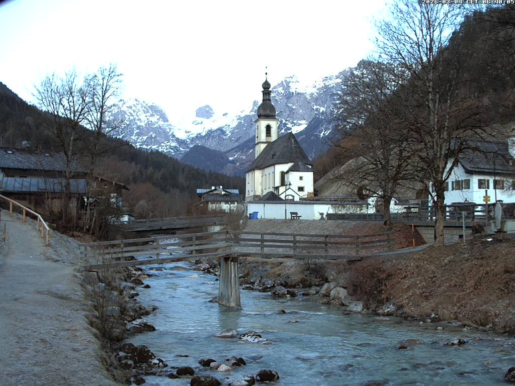 Archiv Foto Webcam Malerwinkel in Ramsau bei Berchtesgaden - Ortskirche St. Sebastian