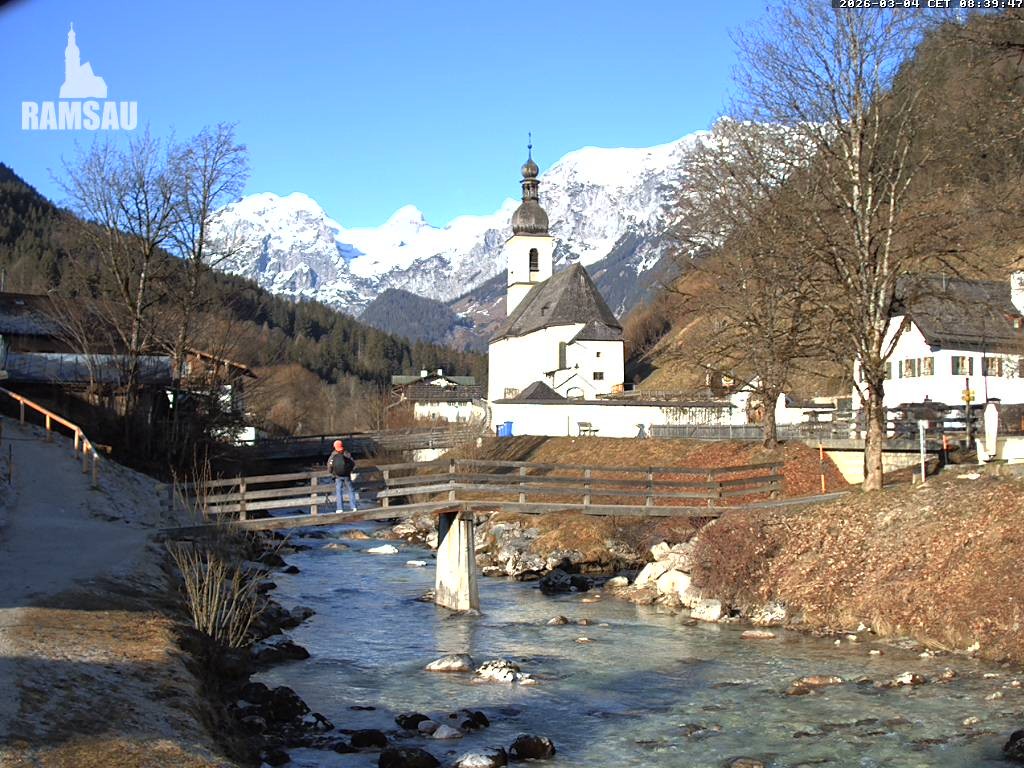 Archiv Foto Webcam Malerwinkel in Ramsau bei Berchtesgaden - Ortskirche St. Sebastian
