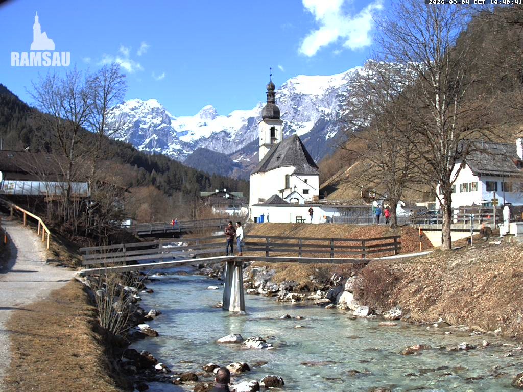 Archiv Foto Webcam Malerwinkel in Ramsau bei Berchtesgaden - Ortskirche St. Sebastian
