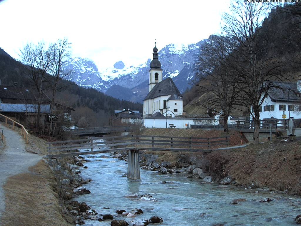 Archiv Foto Webcam Malerwinkel in Ramsau bei Berchtesgaden - Ortskirche St. Sebastian
