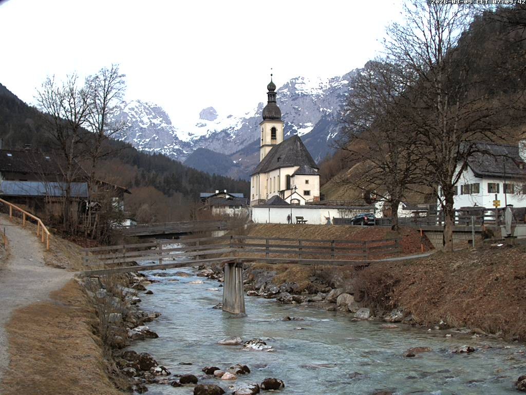 Archiv Foto Webcam Malerwinkel in Ramsau bei Berchtesgaden - Ortskirche St. Sebastian